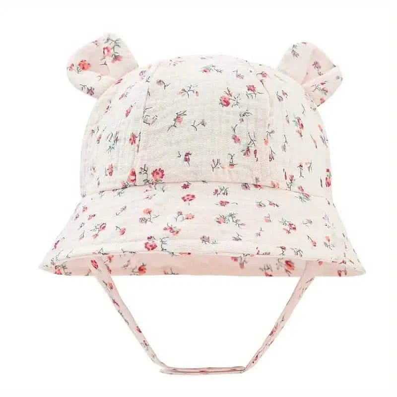 Baby Summer Beach Adjustable Bucket Cute Cotton Hat with Ears Pale Pinkish Gray Kids' & Baby Clothing - Tophatter Daily Deals