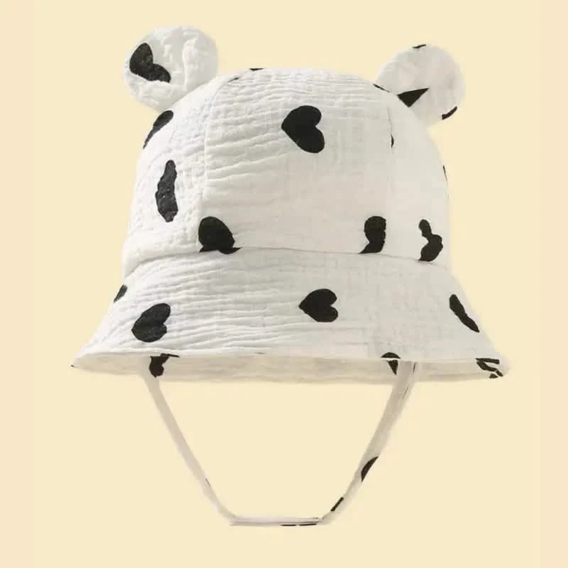 Baby Summer Beach Adjustable Bucket Cute Cotton Hat with Ears White Kids' & Baby Clothing - Tophatter Daily Deals