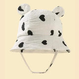 Baby Summer Beach Adjustable Bucket Cute Cotton Hat with Ears White Kids' & Baby Clothing - Tophatter Daily Deals