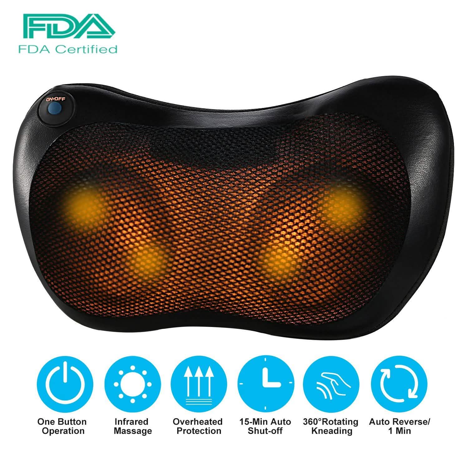 Back Neck Massage Pillow Kneading Massager Health & Wellness - Tophatter Daily Deals