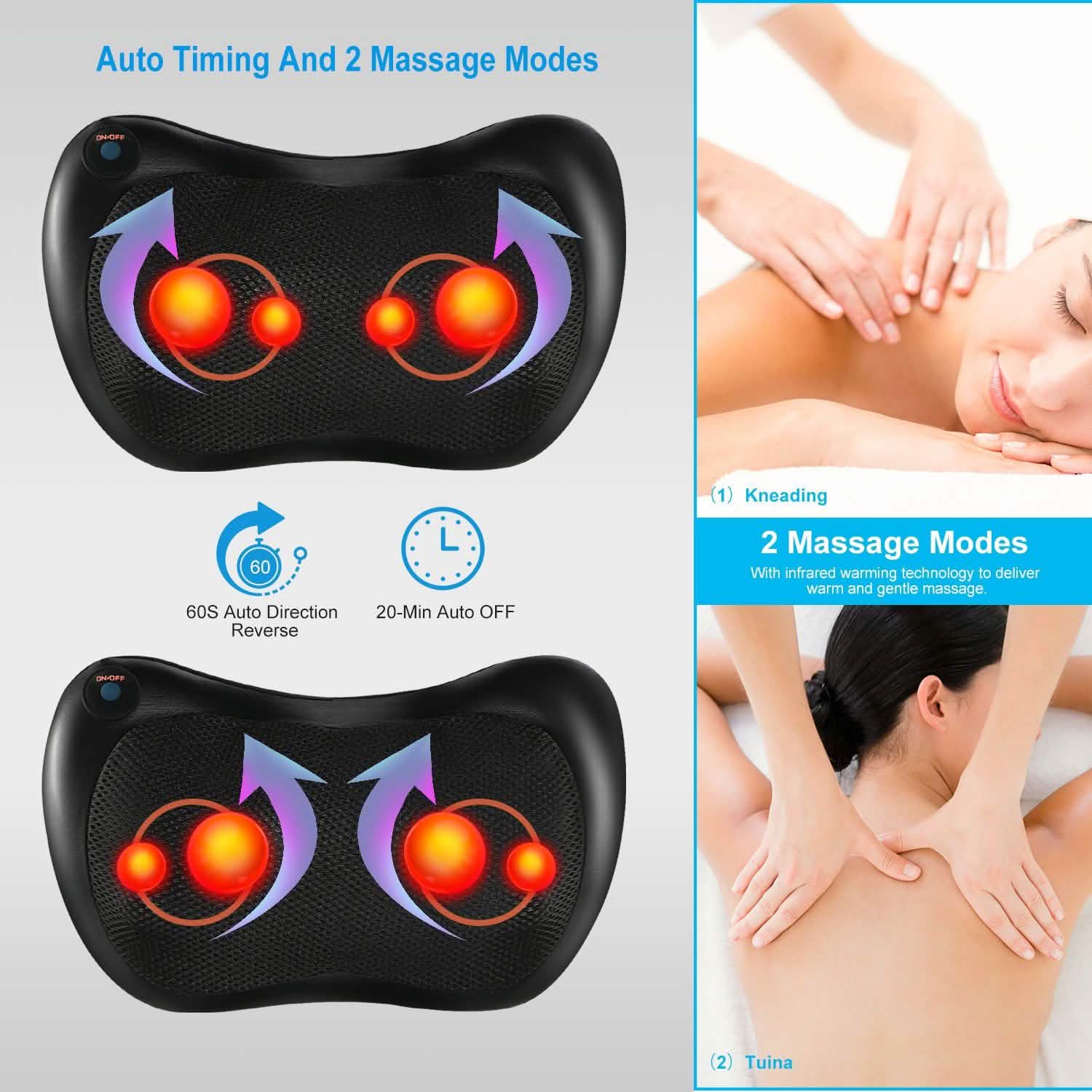 Back Neck Massage Pillow Kneading Massager Health & Wellness - Tophatter Daily Deals