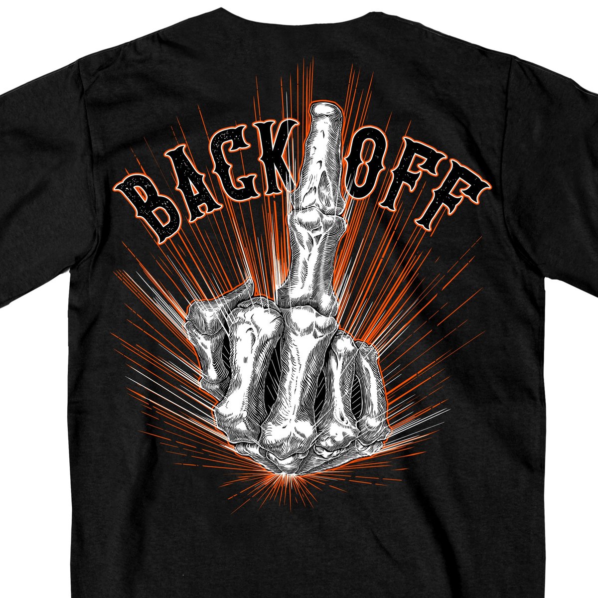 Back Off Bone Middle Finger T-Shirt BADD Bikers Against Dumb Drivers Mens Short Sleeve - Tophatter Daily Deals