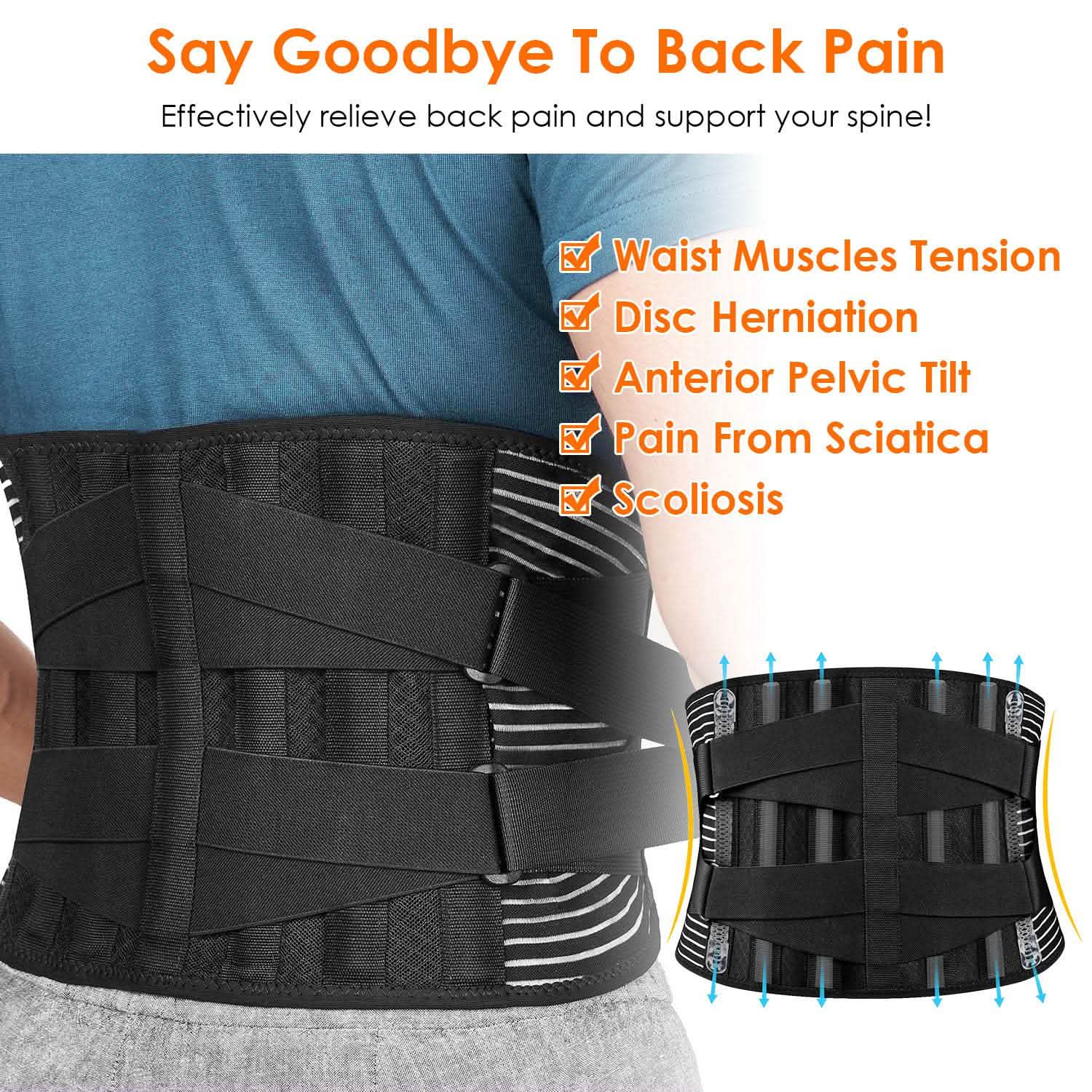 Back Support Brace Breathable Mesh Lumbar Support Belt Health & Wellness - Tophatter Daily Deals