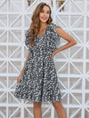 Ruffled Ditsy Floral Surplice Mini Dress Black Casual Dresses - Tophatter Daily Deals