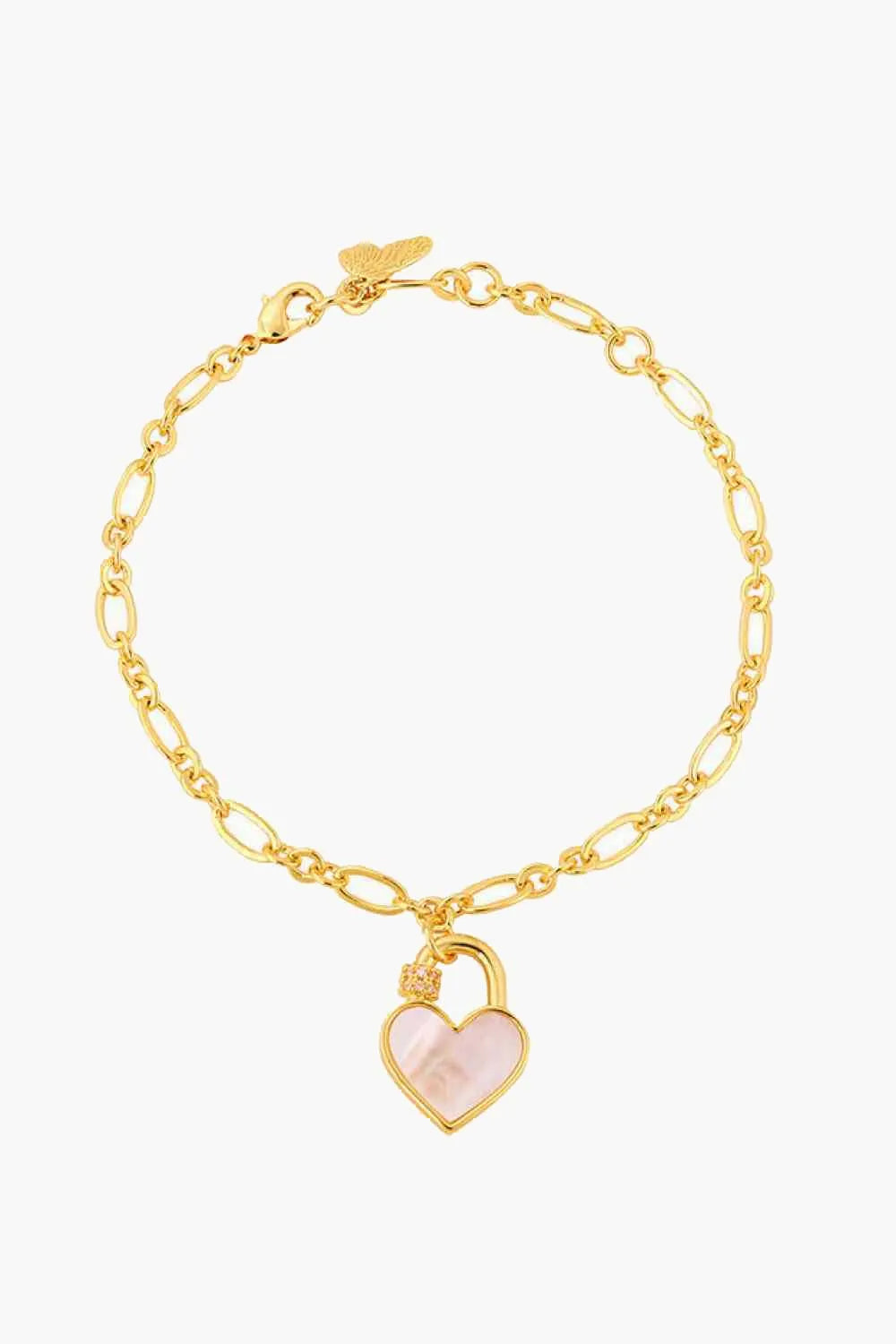 Heart Lock Charm Bracelet White Gold One Size Bracelets - Tophatter Daily Deals