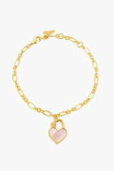 Heart Lock Charm Bracelet White Gold One Size Bracelets - Tophatter Daily Deals