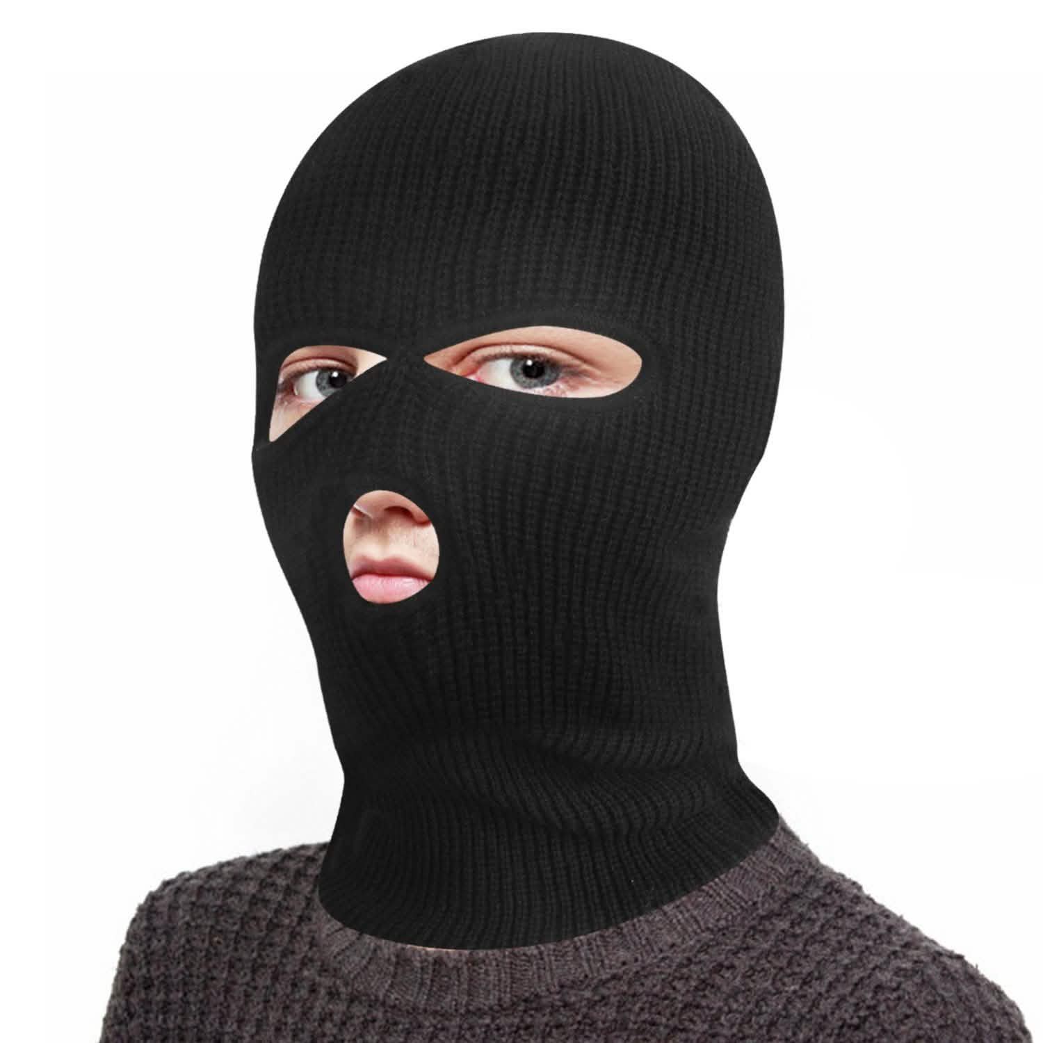 Balaclava Face Mask 3-Hole Knitted Windproof Ski Mask Full Face Cover Outdoor Recreation - Tophatter Daily Deals