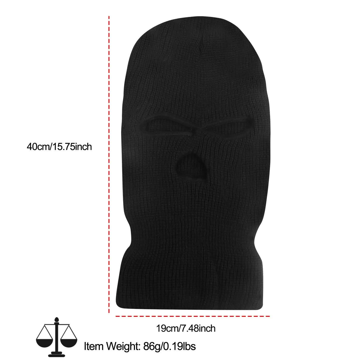 Balaclava Face Mask 3-Hole Knitted Windproof Ski Mask Full Face Cover Outdoor Recreation - Tophatter Daily Deals