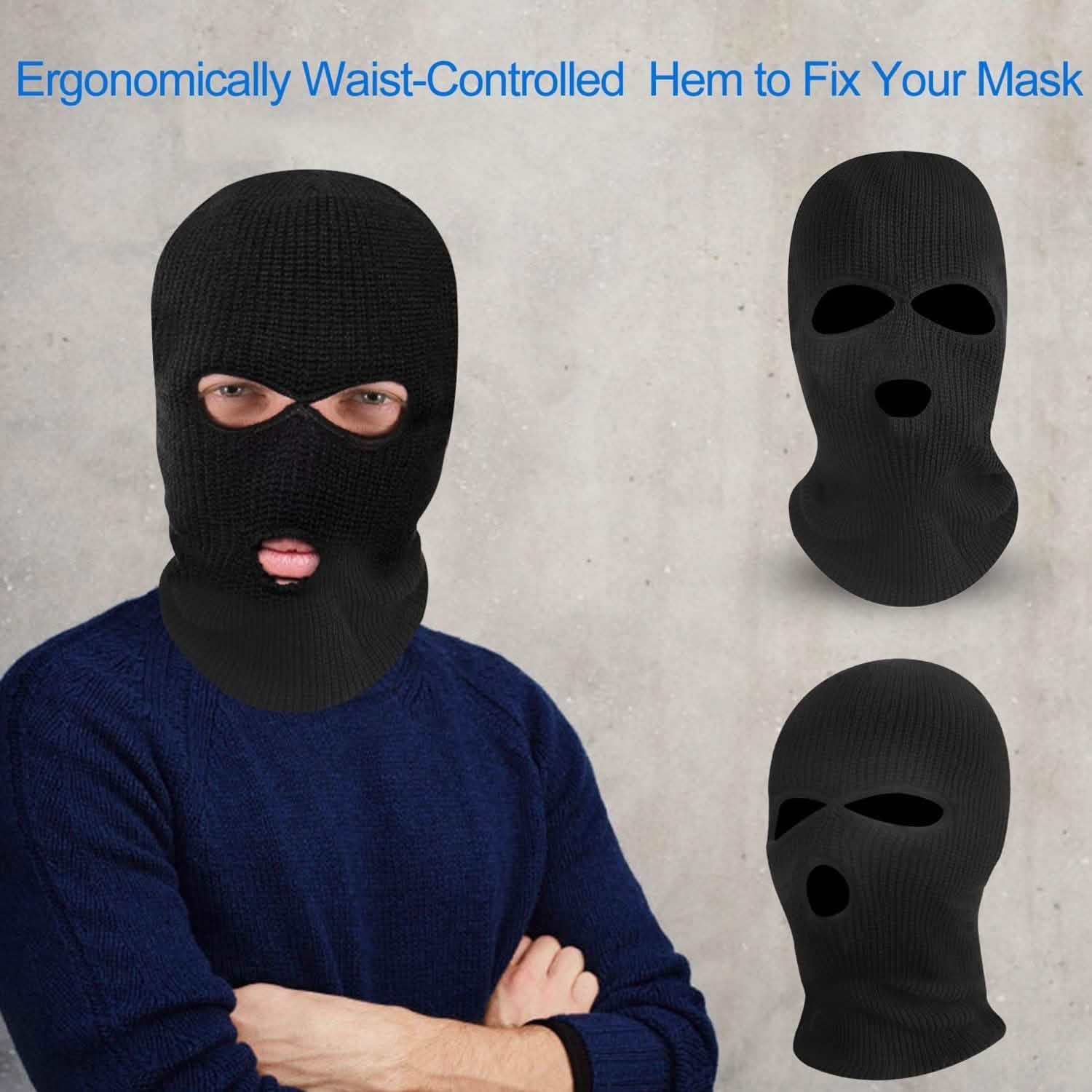 Balaclava Face Mask 3-Hole Knitted Windproof Ski Mask Full Face Cover Outdoor Recreation - Tophatter Daily Deals