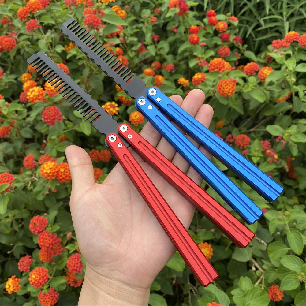 CNC Cutting High-End Balisong Comb Butterfly Knife Trainer 2 in 1 Pack - Tophatter Daily Deals