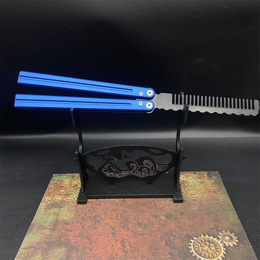 CNC Cutting High-End Balisong Comb Butterfly Knife Trainer Trainer A & Stand - Tophatter Daily Deals