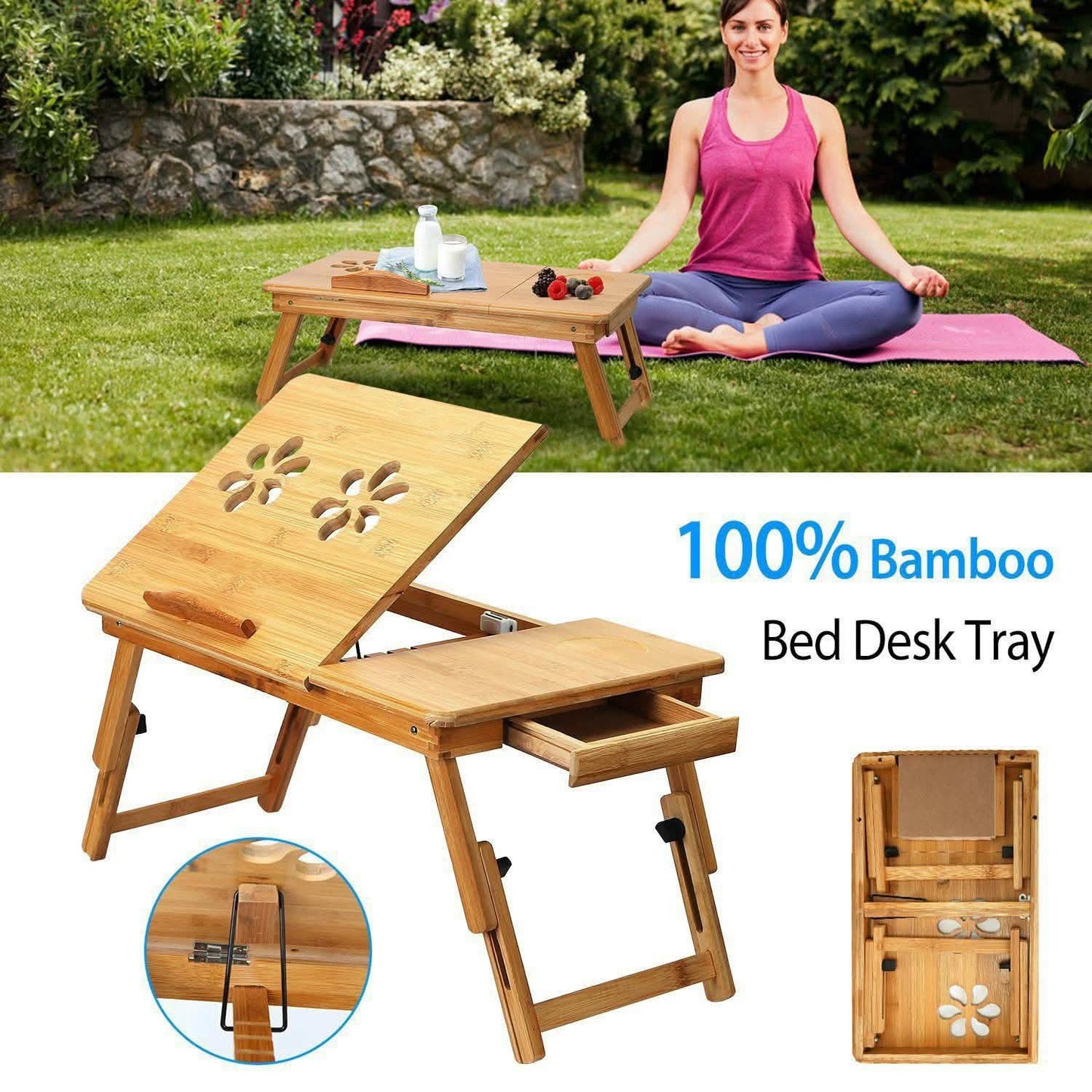 Bamboo Breakfast Serving Laptop Desk Computer Accessories - Tophatter Daily Deals