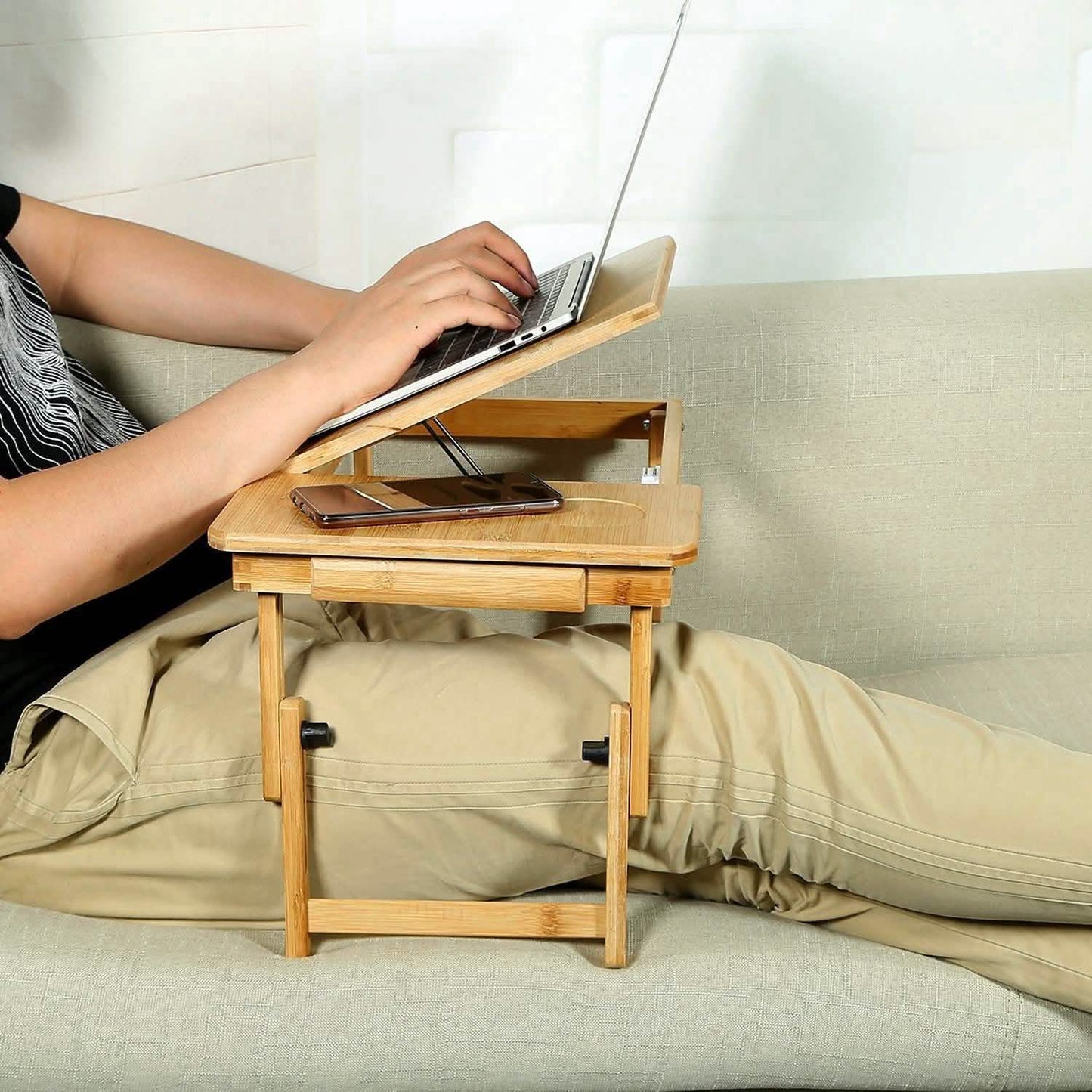 Bamboo Breakfast Serving Laptop Desk Computer Accessories - Tophatter Daily Deals