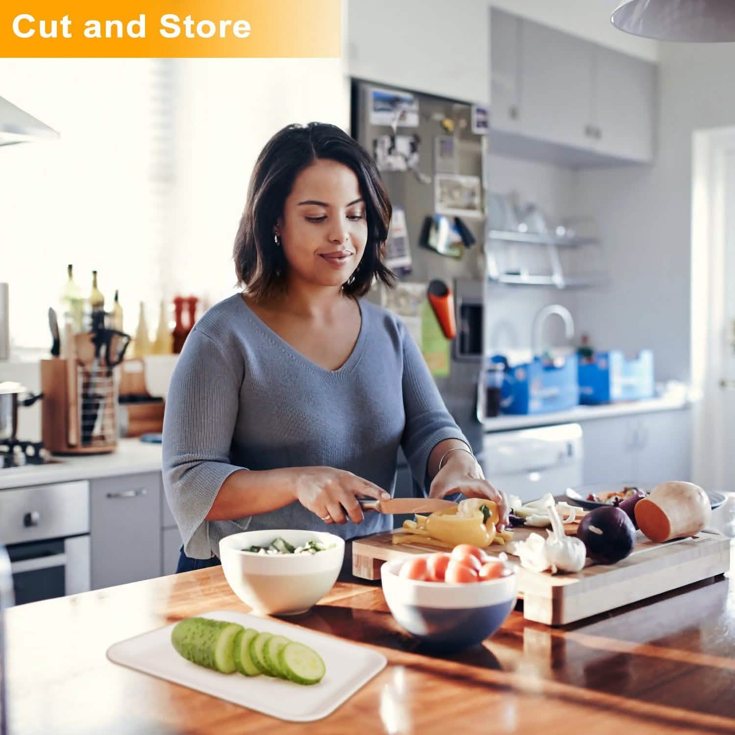Bamboo Cutting Board with Sliding Draw Tray Kitchen Tools & Gadgets - Tophatter Daily Deals