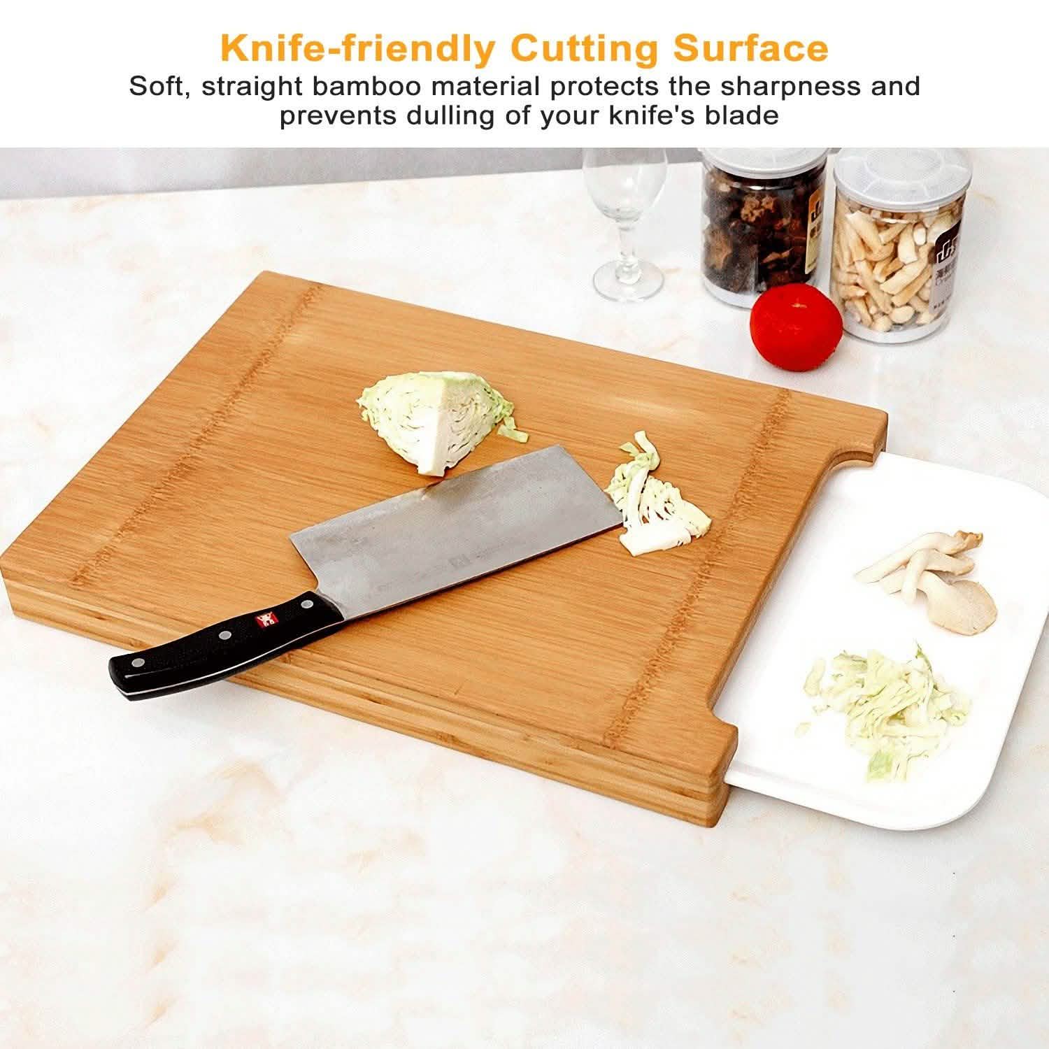 Bamboo Cutting Board with Sliding Draw Tray Kitchen Tools & Gadgets - Tophatter Daily Deals