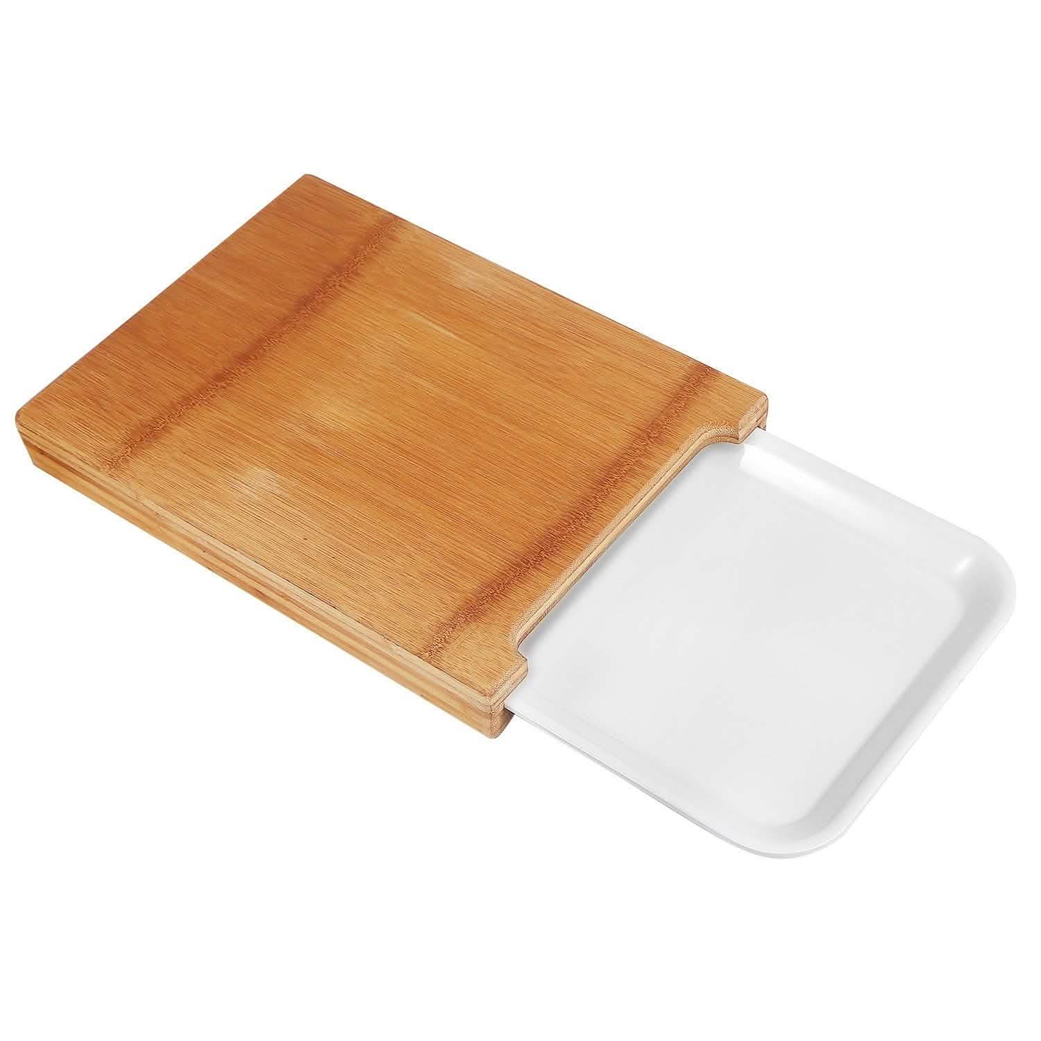 Bamboo Cutting Board with Sliding Draw Tray Kitchen Tools & Gadgets - Tophatter Daily Deals