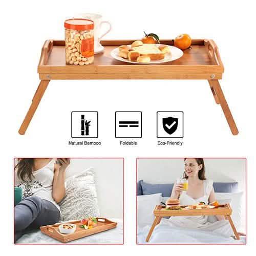 Bamboo Folding Bed Tray Table Kitchen Tools & Gadgets - Tophatter Daily Deals