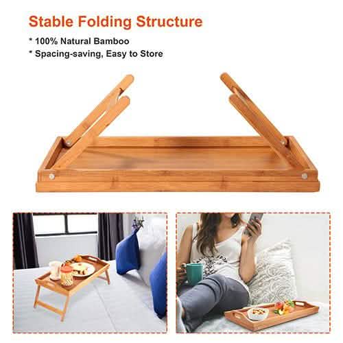 Bamboo Folding Bed Tray Table Kitchen Tools & Gadgets - Tophatter Daily Deals