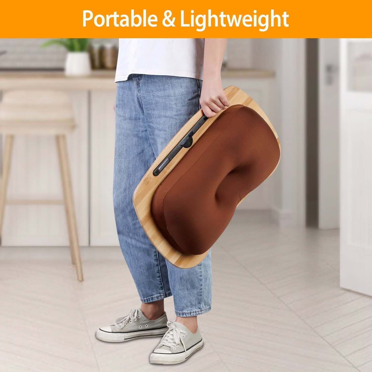 Bamboo Laptop Lap Desk with Pillow Cushion Stand Holder Table Computer Accessories - Tophatter Daily Deals
