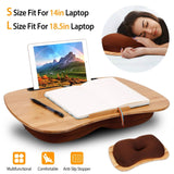 Bamboo Laptop Lap Desk with Pillow Cushion Stand Holder Table Computer Accessories - Tophatter Daily Deals
