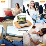 Bamboo Laptop Lap Desk with Pillow Cushion Stand Holder Table Computer Accessories - Tophatter Daily Deals