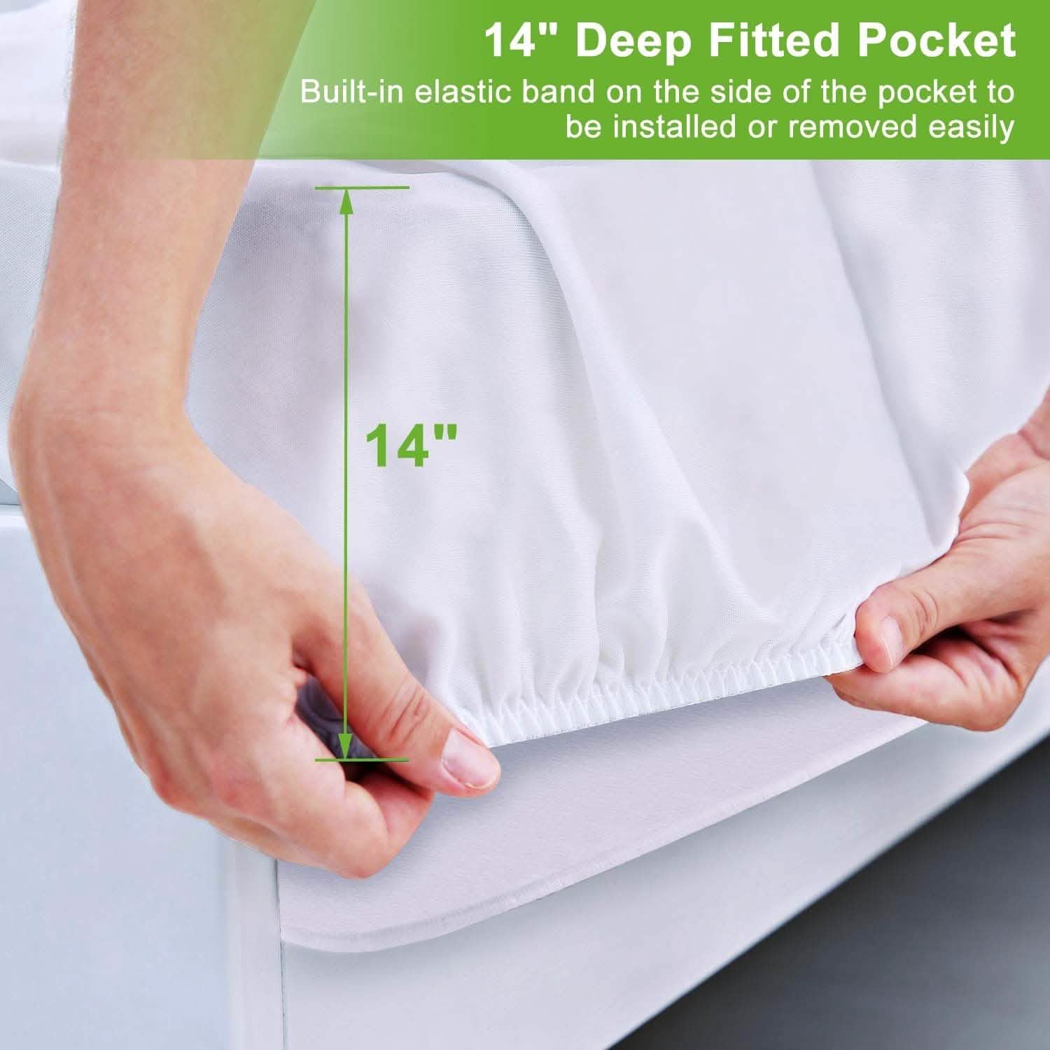 Bamboo Mattress Protector Hypoallergenic Waterproof Mattress Pad Cover Bedding - Tophatter Daily Deals
