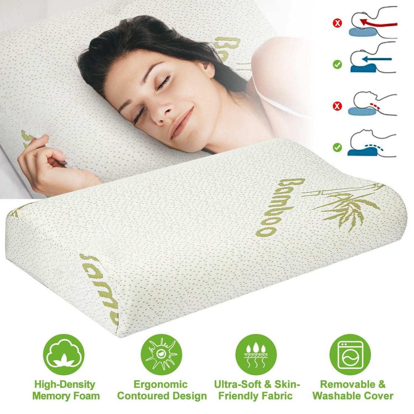 Bamboo Memory Foam Sleep Pillow Bedding - Tophatter Daily Deals