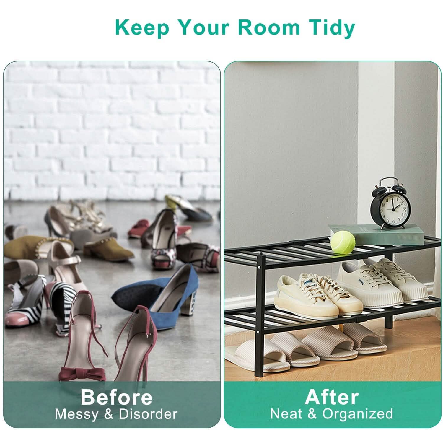 Bamboo Shoe Rack 2-Tier Stackable Shoe Shelf Storage & Organization - Tophatter Daily Deals