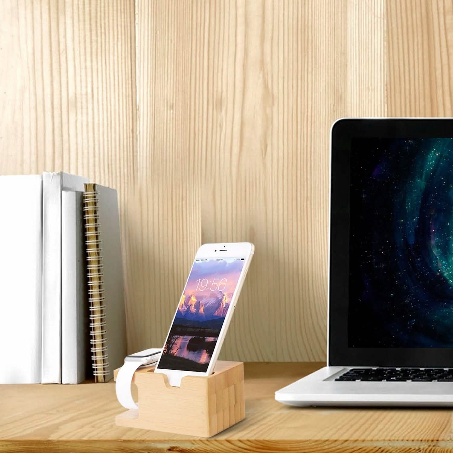 Bamboo Wood Charging Stand for Apple Watch Mobile Accessories - Tophatter Daily Deals
