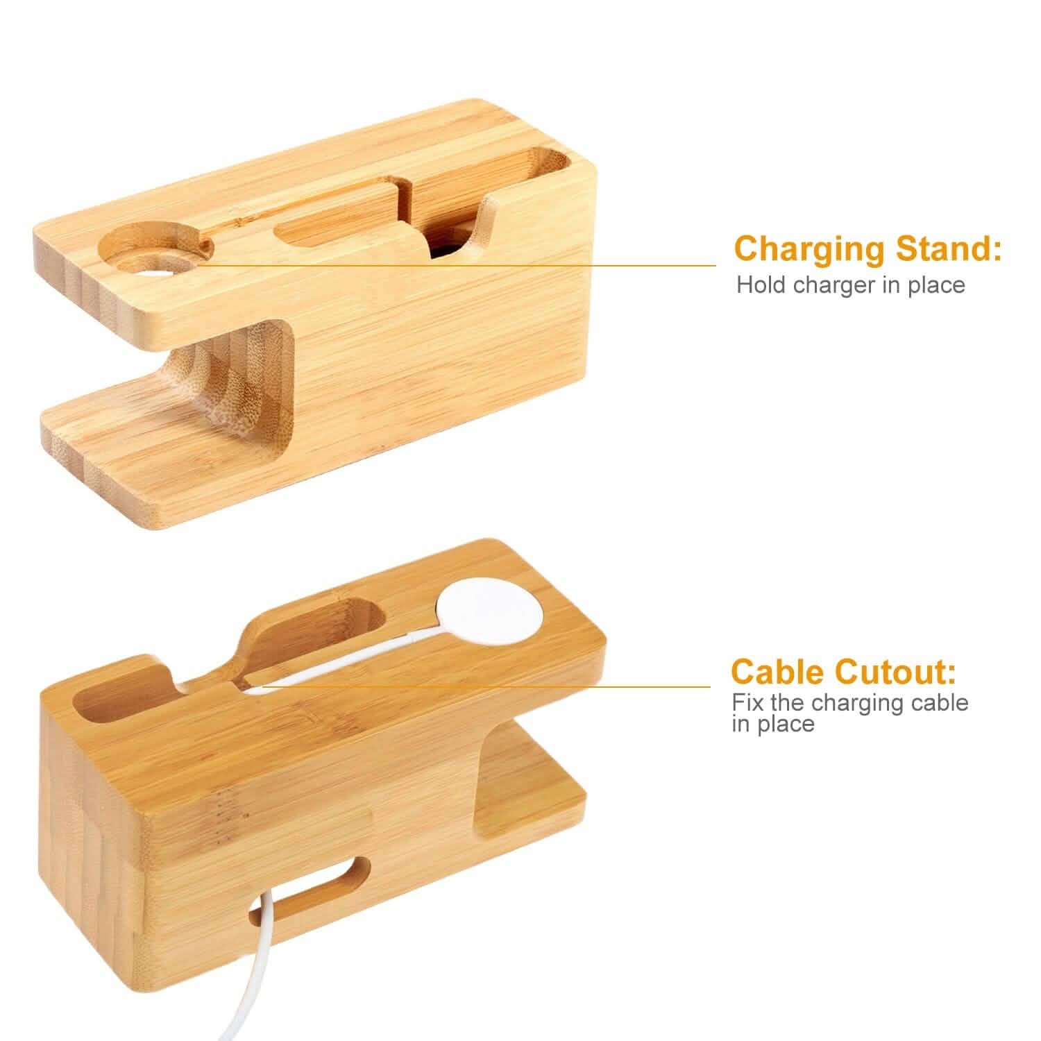 Bamboo Wood Charging Stand for Apple Watch Mobile Accessories - Tophatter Daily Deals