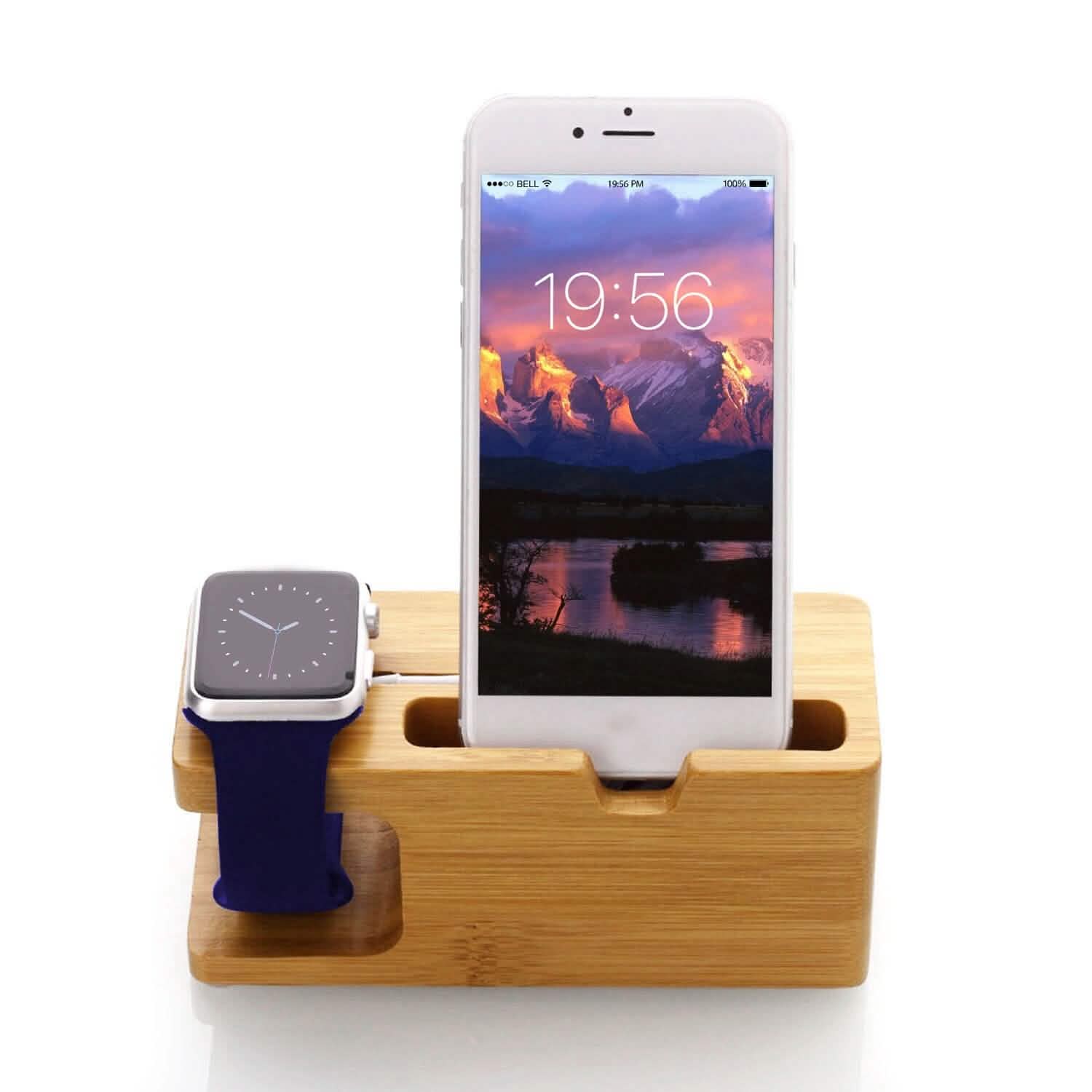 Bamboo Wood Charging Stand for Apple Watch Mobile Accessories - Tophatter Daily Deals