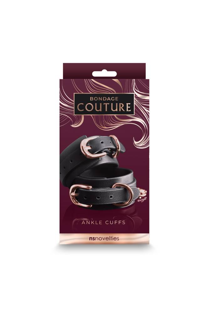 NS Novelties - Bondage Couture - Ankle Cuffs - Black/Rose Gold BDSM - Tophatter Daily Deals