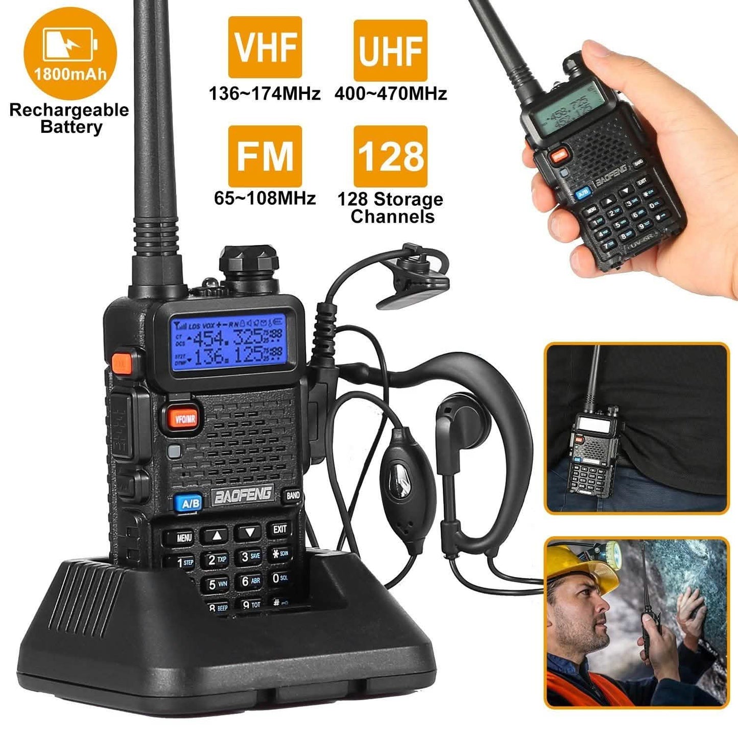 BaoFeng UV-5R 5W Walkie Talkie Outdoor Recreation - Tophatter Daily Deals