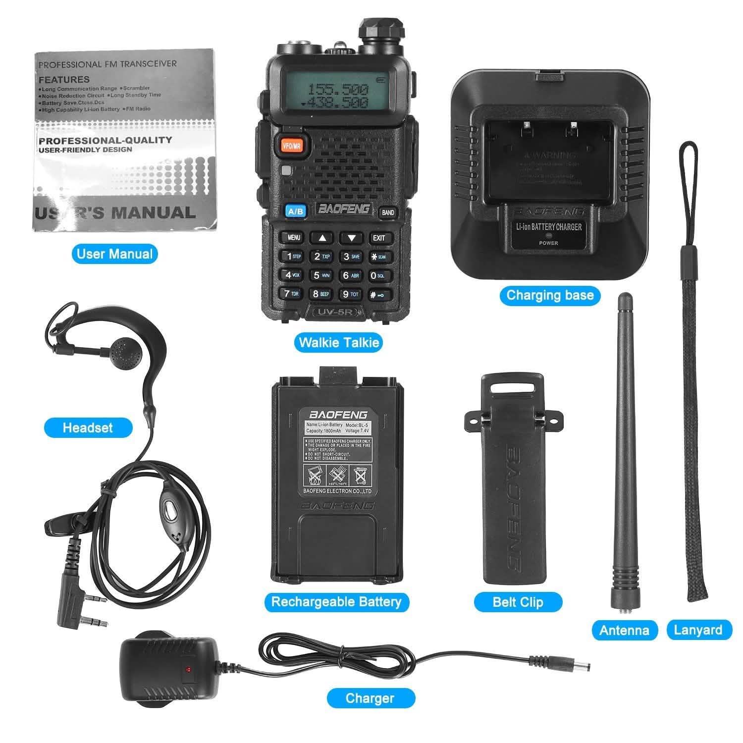 BaoFeng UV-5R 5W Walkie Talkie Outdoor Recreation - Tophatter Daily Deals