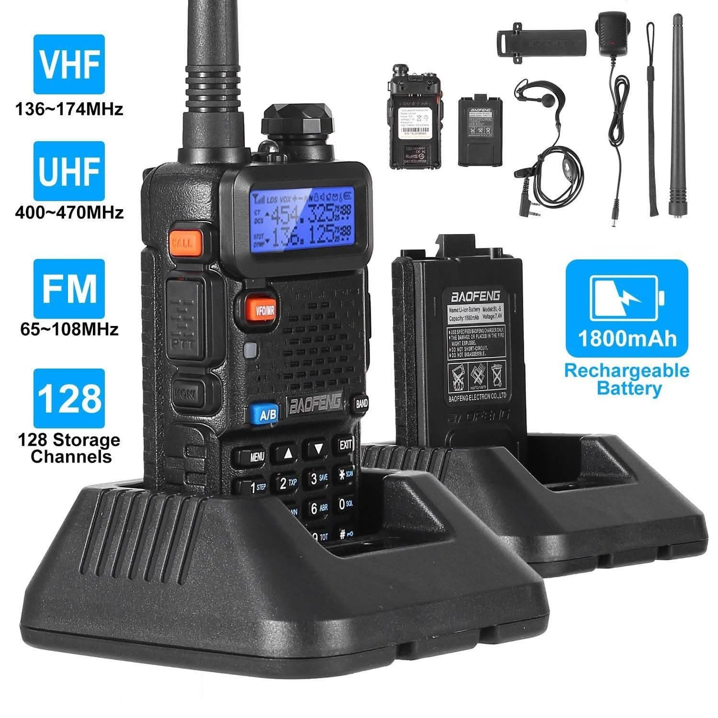 BaoFeng UV-5R 5W Walkie Talkie Outdoor Recreation - Tophatter Daily Deals