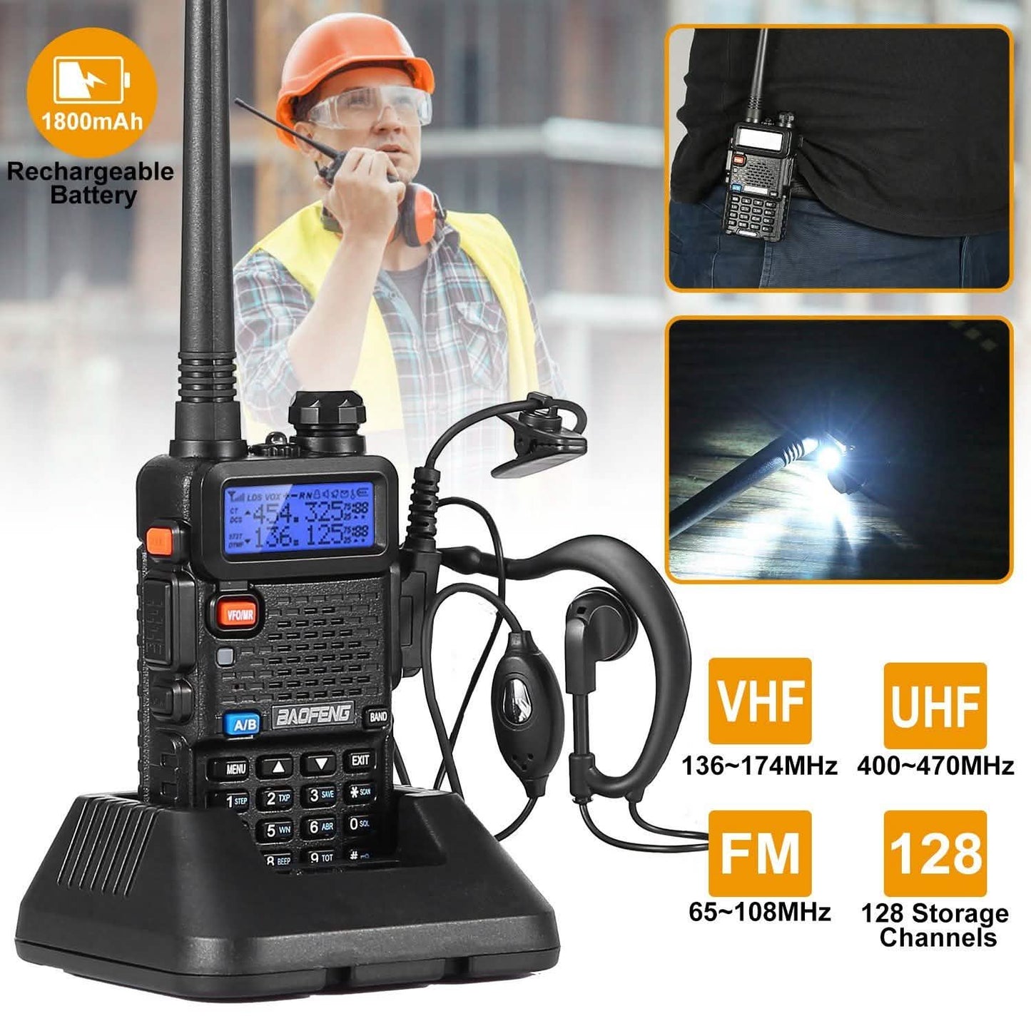 BaoFeng UV-5R 5W Walkie Talkie Outdoor Recreation - Tophatter Daily Deals