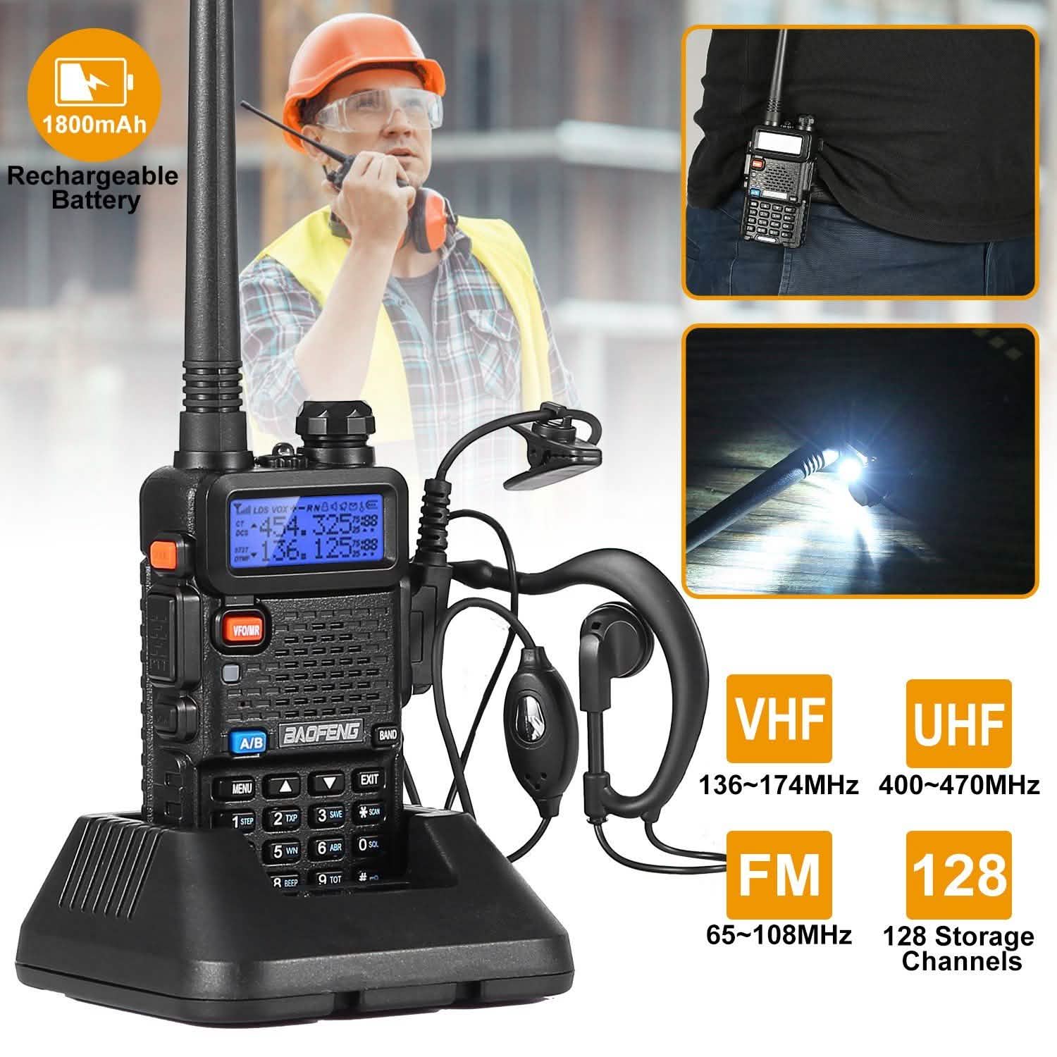 BaoFeng UV-5R 5W Walkie Talkie Outdoor Recreation - Tophatter Daily Deals