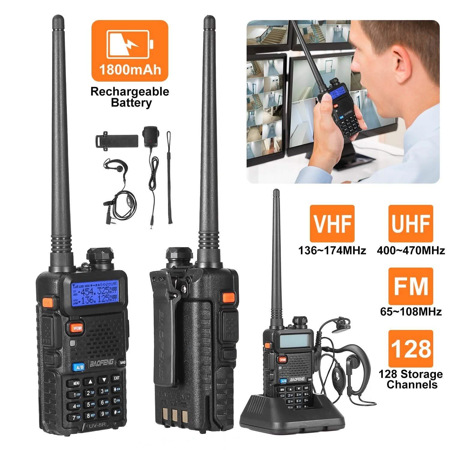 BaoFeng UV-5R 5W Walkie Talkie Outdoor Recreation - Tophatter Daily Deals