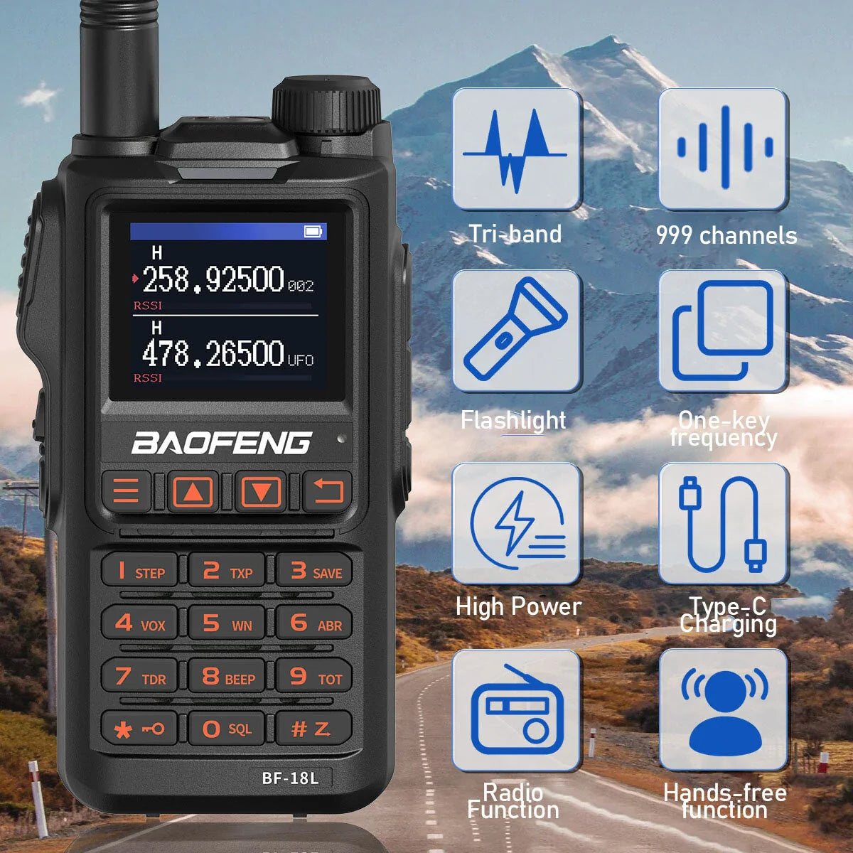 BAOFENG UX-19 TRI-BAND 18W USB-C RADIO, TFT SCREEN - Tophatter's Army Deals GADGETS - Tophatter Daily Deals