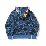 Camouflage Thin Hooded Zipper Jacket Shark Jacket Blue Men's Outerwear - Tophatter Daily Deals