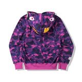 Camouflage Thin Hooded Zipper Jacket Shark Jacket Purple Men's Outerwear - Tophatter Daily Deals