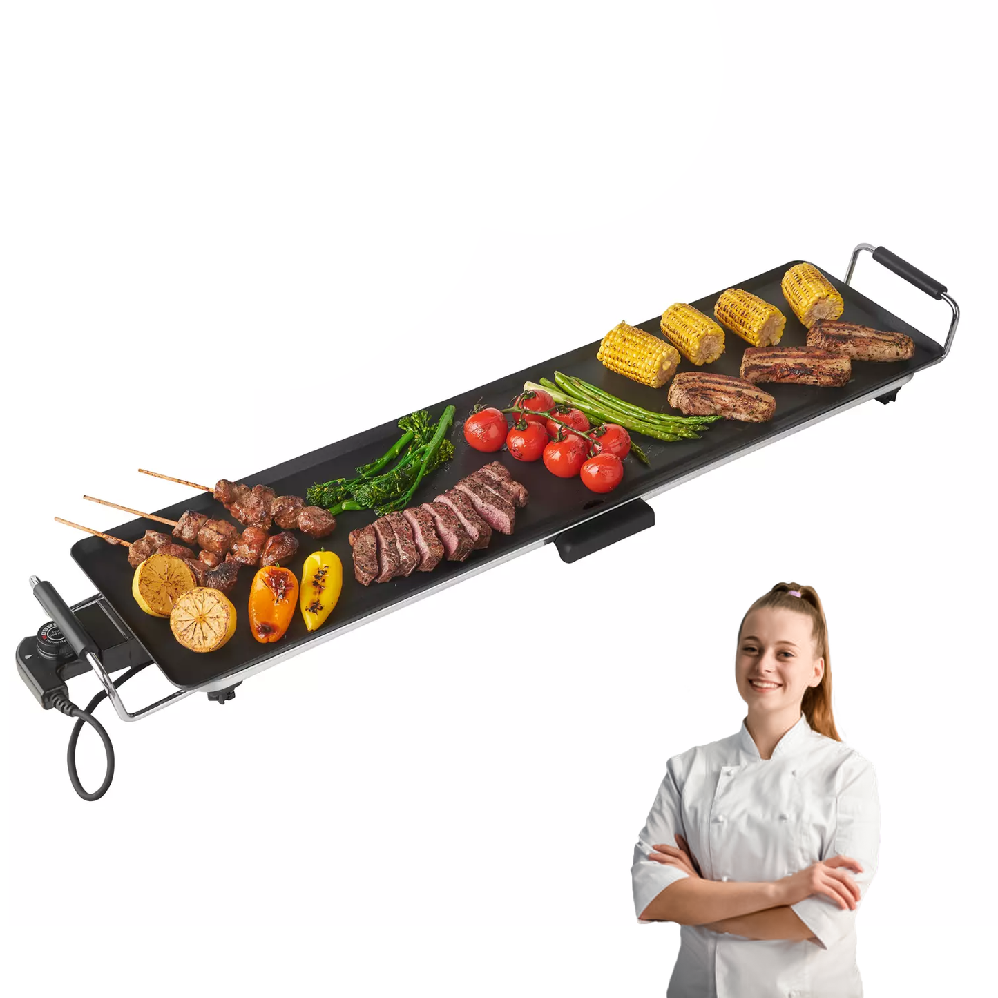 Barbecue Griddle Plate – Electric Teppanyaki Grill Table Top Large BBQ Hot Plate Cookware - Tophatter Daily Deals