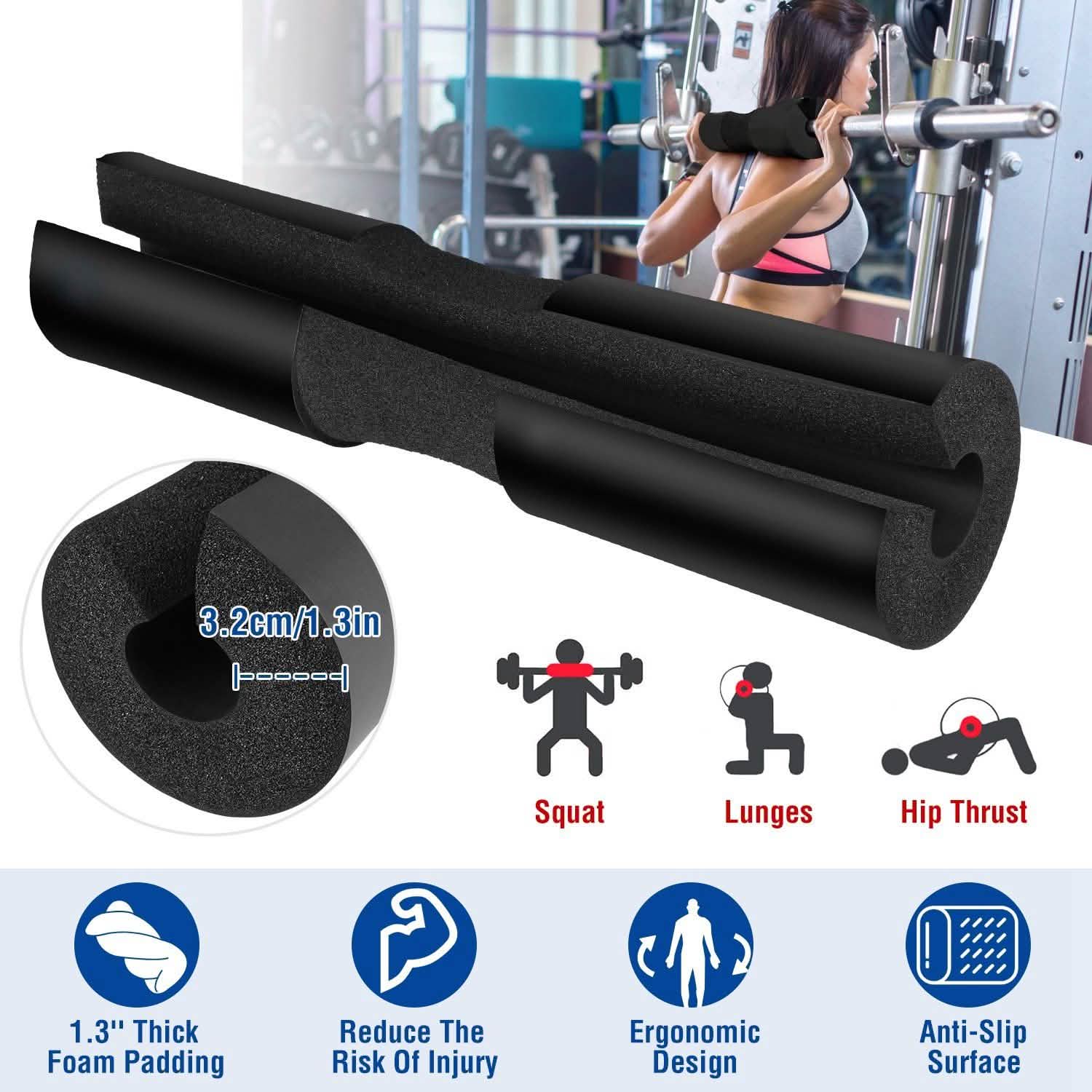 Barbell Pad Support Squat Bar Foam Cover Fitness & Exercise - Tophatter Daily Deals