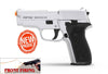 Retay 9MM Baron Chrome Finish Front Firing Model Blank Gun - TOPHATTER'S ARMORY DEALS Collectible Weapons - Tophatter Daily Deals