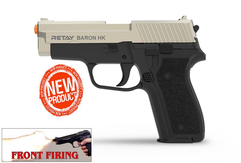 Retay 9MM Baron Two-Tone Satin Finish Front Firing Model Blank Gun - Tophatter's Inc. Weapons Store Online Collectible Weapons - Tophatter Daily Deals