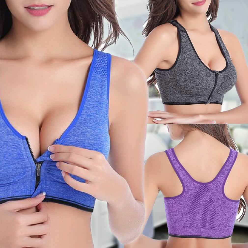 3-Pack : Incredible Endurance Front-Zip Sports Bra Women's Lingerie - Tophatter Daily Deals