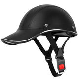 Baseball Cap Anti-UV Cycling Motorcycle Hat Leather Helmet Black Outdoor Recreation - Tophatter Daily Deals