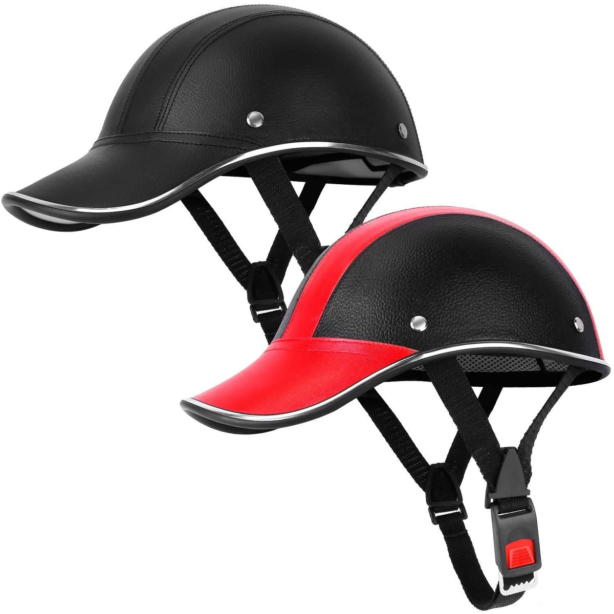 Baseball Cap Anti-UV Cycling Motorcycle Hat Leather Helmet Outdoor Recreation - Tophatter Daily Deals