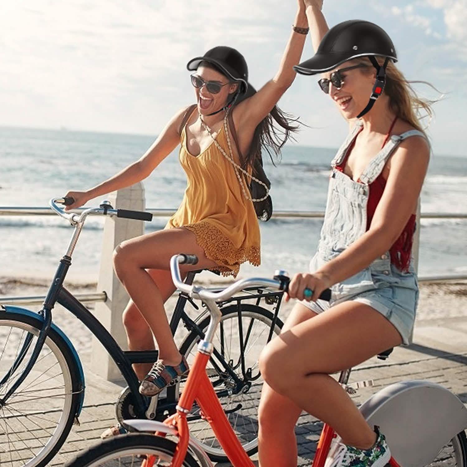 Baseball Cap Anti-UV Cycling Motorcycle Hat Leather Helmet Outdoor Recreation - Tophatter Daily Deals