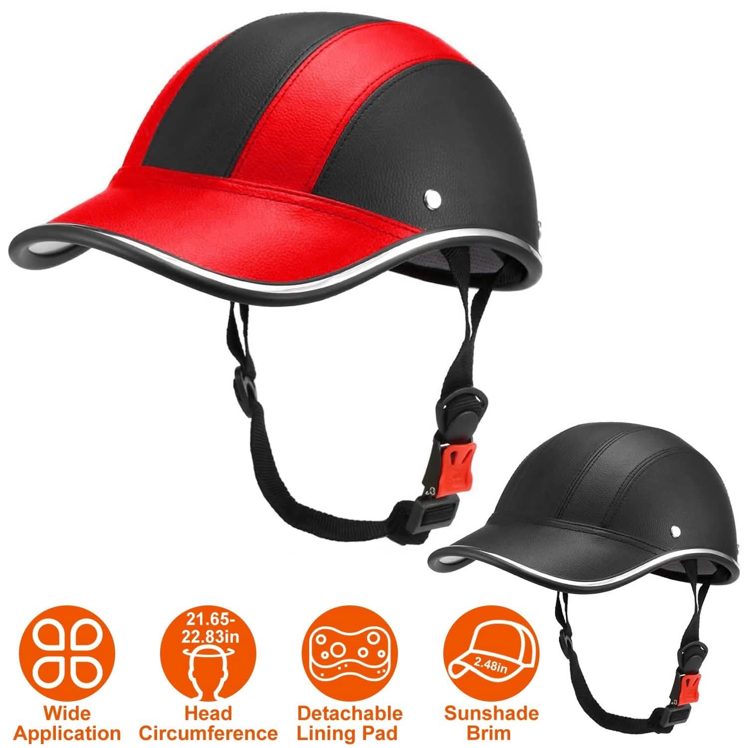 Baseball Cap Anti-UV Cycling Motorcycle Hat Leather Helmet Outdoor Recreation - Tophatter Daily Deals